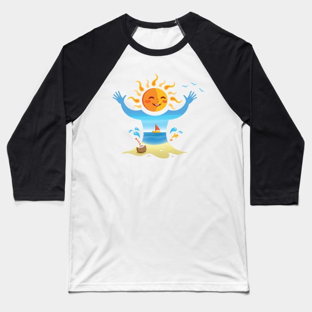 Sun, Sea and Sand Baseball T-Shirt by EnriqueV242